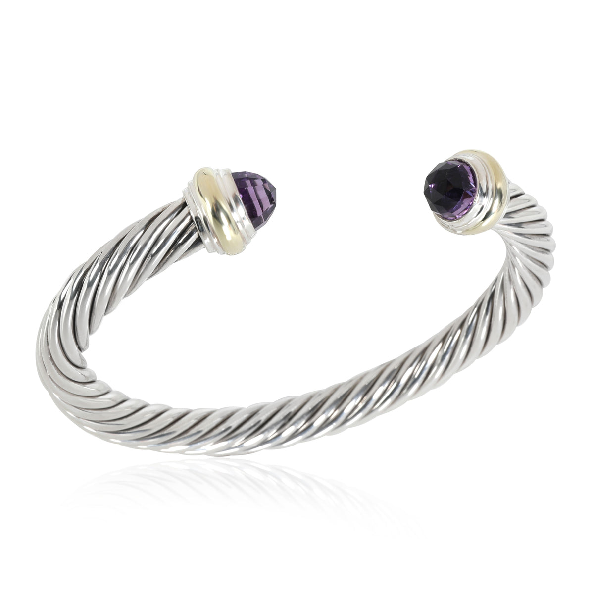 David Yurman Cable Amethyst Bangle in 14K Yellow Gold/Sterling Silver