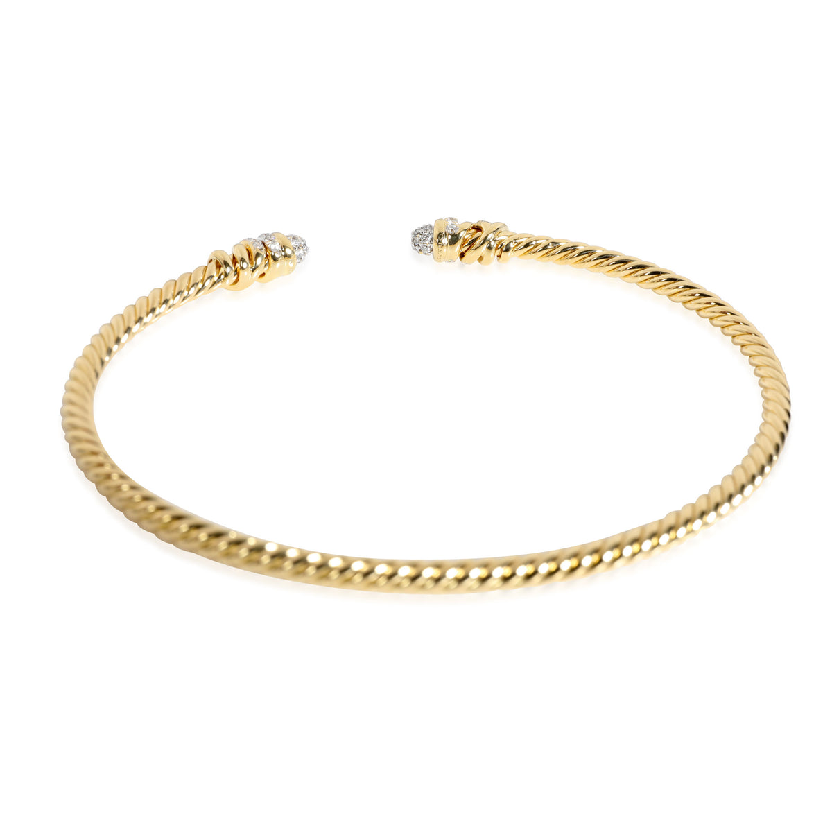 David Yurman Helena Petite Diamond Bangle in 18K Yellow Gold 0.28 CTW