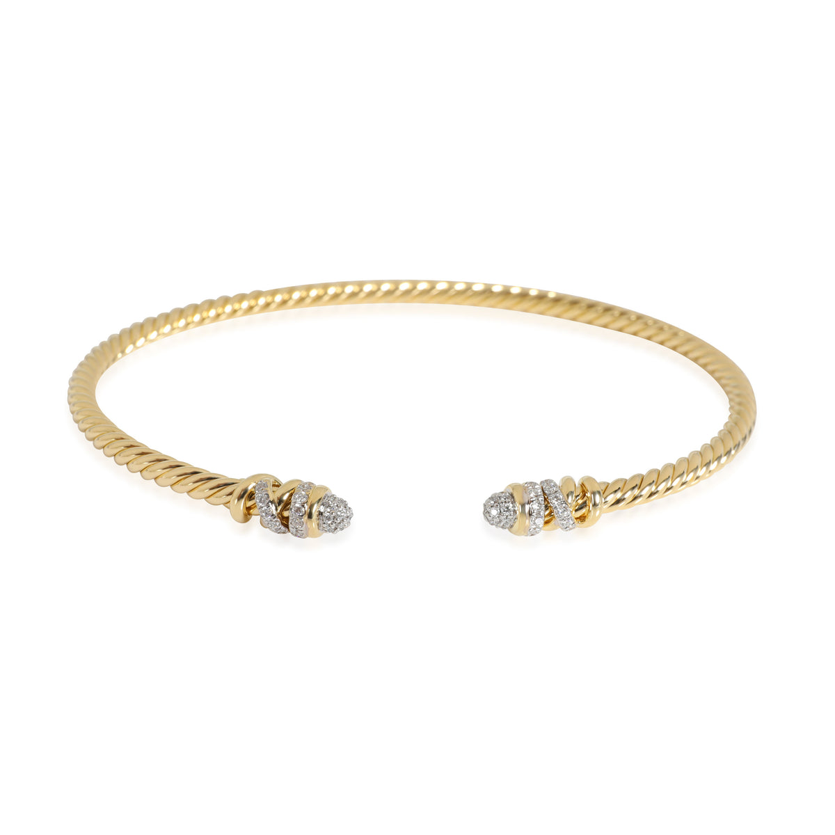 David Yurman Helena Petite Diamond Bangle in 18K Yellow Gold 0.28 CTW