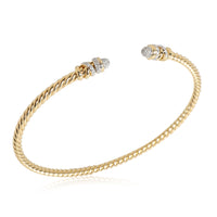 David Yurman Helena Petite Diamond Bangle in 18K Yellow Gold 0.28 CTW