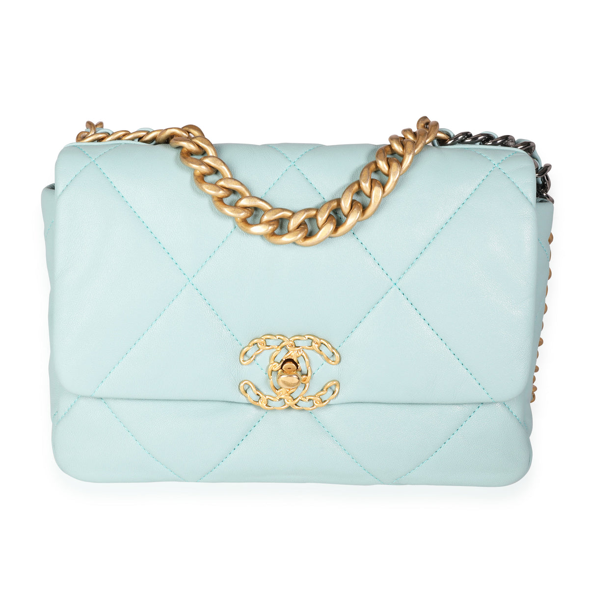 Chanel Pale Blue Quilted Lambskin Medium Chanel 19 Bag