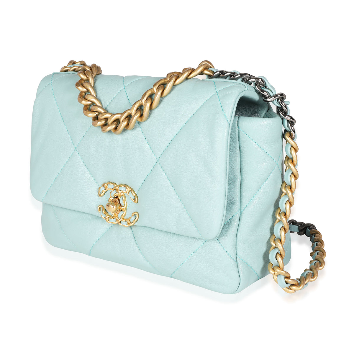 Chanel Pale Blue Quilted Lambskin Medium Chanel 19 Bag, myGemma, AU