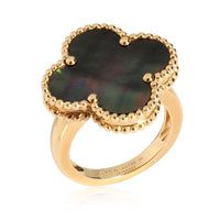 Van Cleef & Arpels Magic Alhambra Gray Mother Of Pearl Ring in 18k Yellow Gold