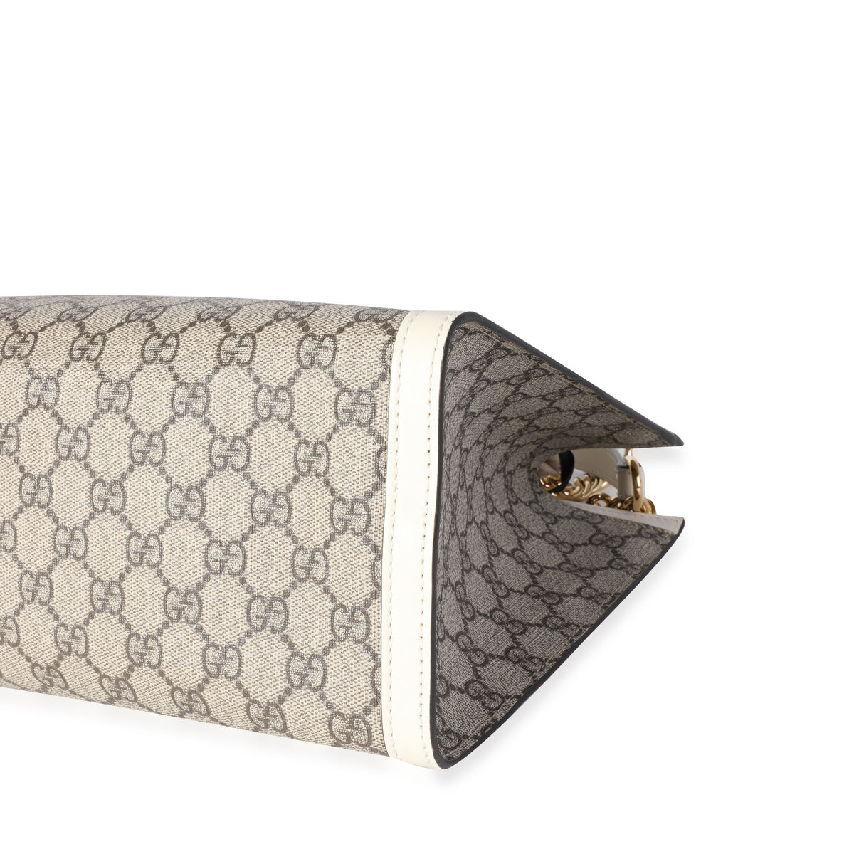 Gucci GG Supreme & White Leather Medium Padlock Shoulder Bag
