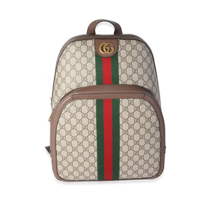 Gucci GG Supreme and Brown Leather Medium Web Ophidia Backpack