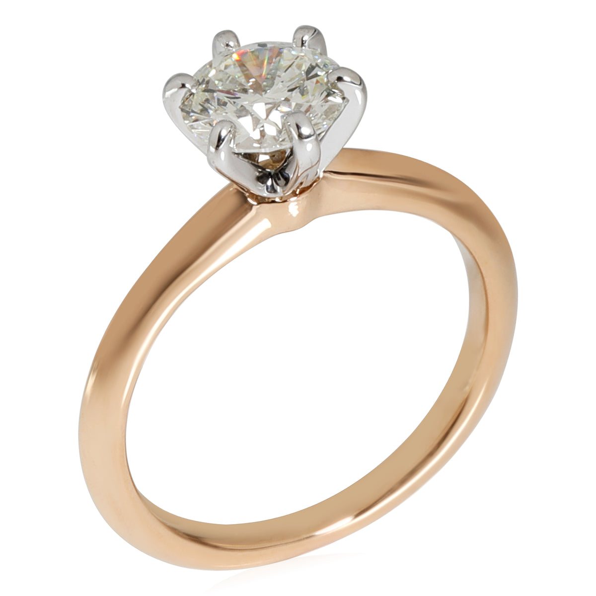 Tiffany & Co. Diamond Engagement Ring in 18k Pink Gold/Platinum I VS1 1.02 CTW