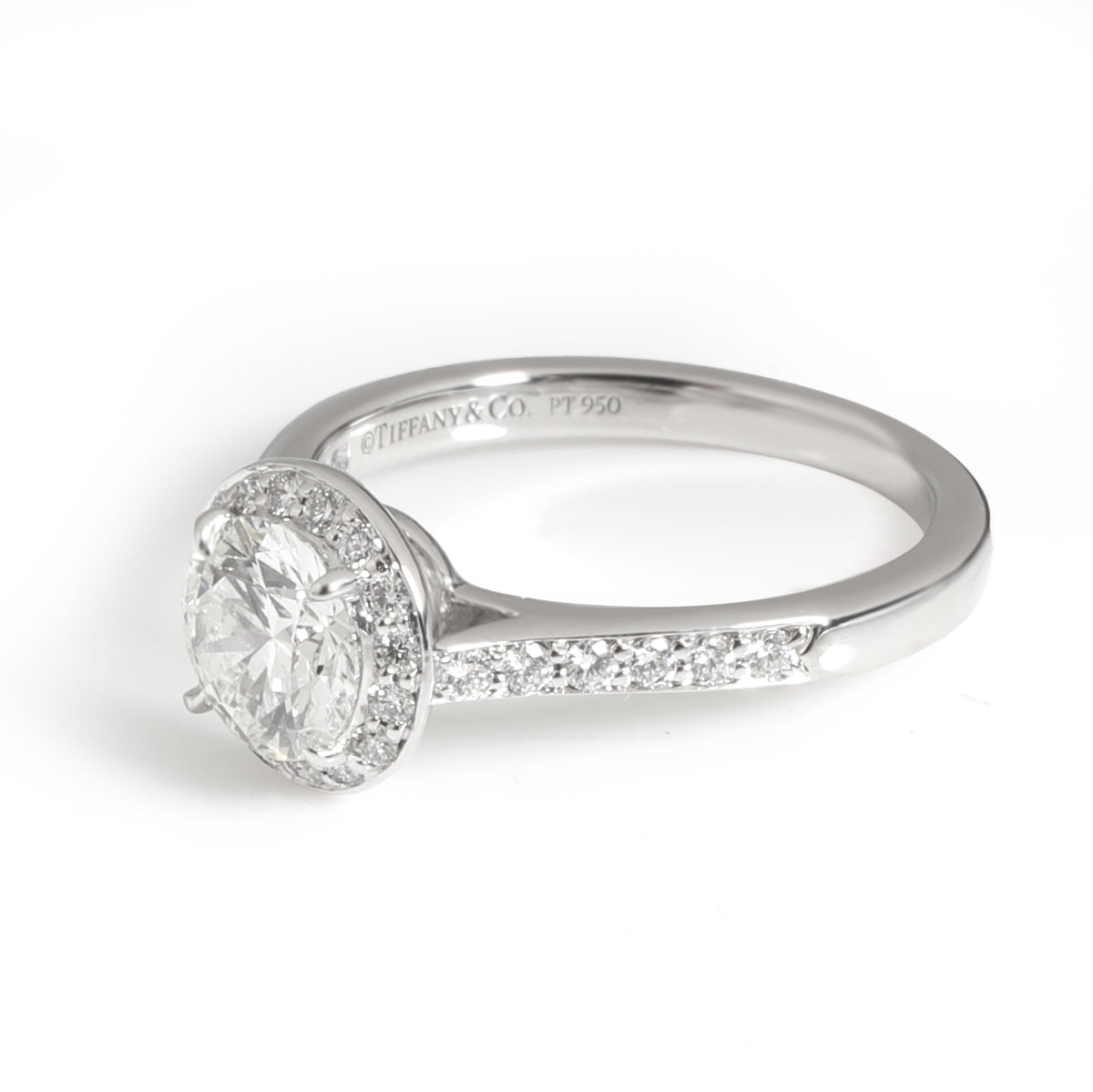 Tiffany & Co. Halo Diamond Engagement Ring in Platinum H VS2 1.22 CTW