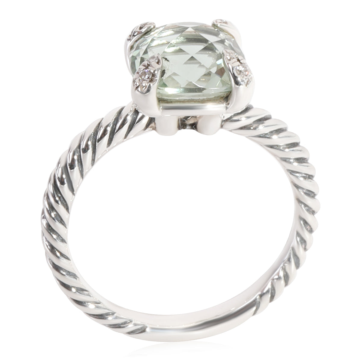 David Yurman Chatelaine Prasiolite Diamond Ring in  Sterling Silver 0.03