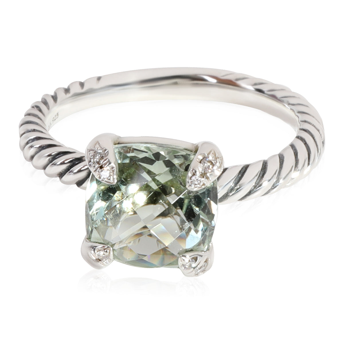 David Yurman Chatelaine Prasiolite Diamond Ring in  Sterling Silver 0.03