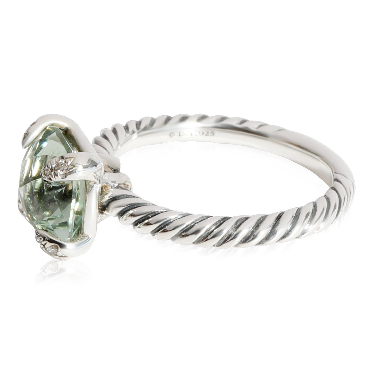 David Yurman Chatelaine Prasiolite Diamond Ring in  Sterling Silver 0.03