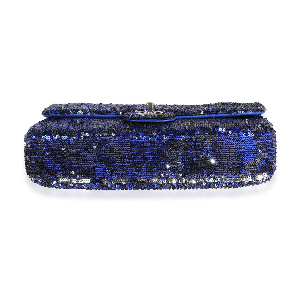 Chanel Blue and Black Sequined Medium Classic Single Flap Bag