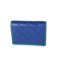 Gucci Blue & Turquoise Vintage Effect Matelassé Leather GG Marmont Bifold Wallet