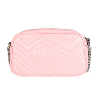 Gucci Pink Matelassé Leather Small GG Marmont Shoulder Bag