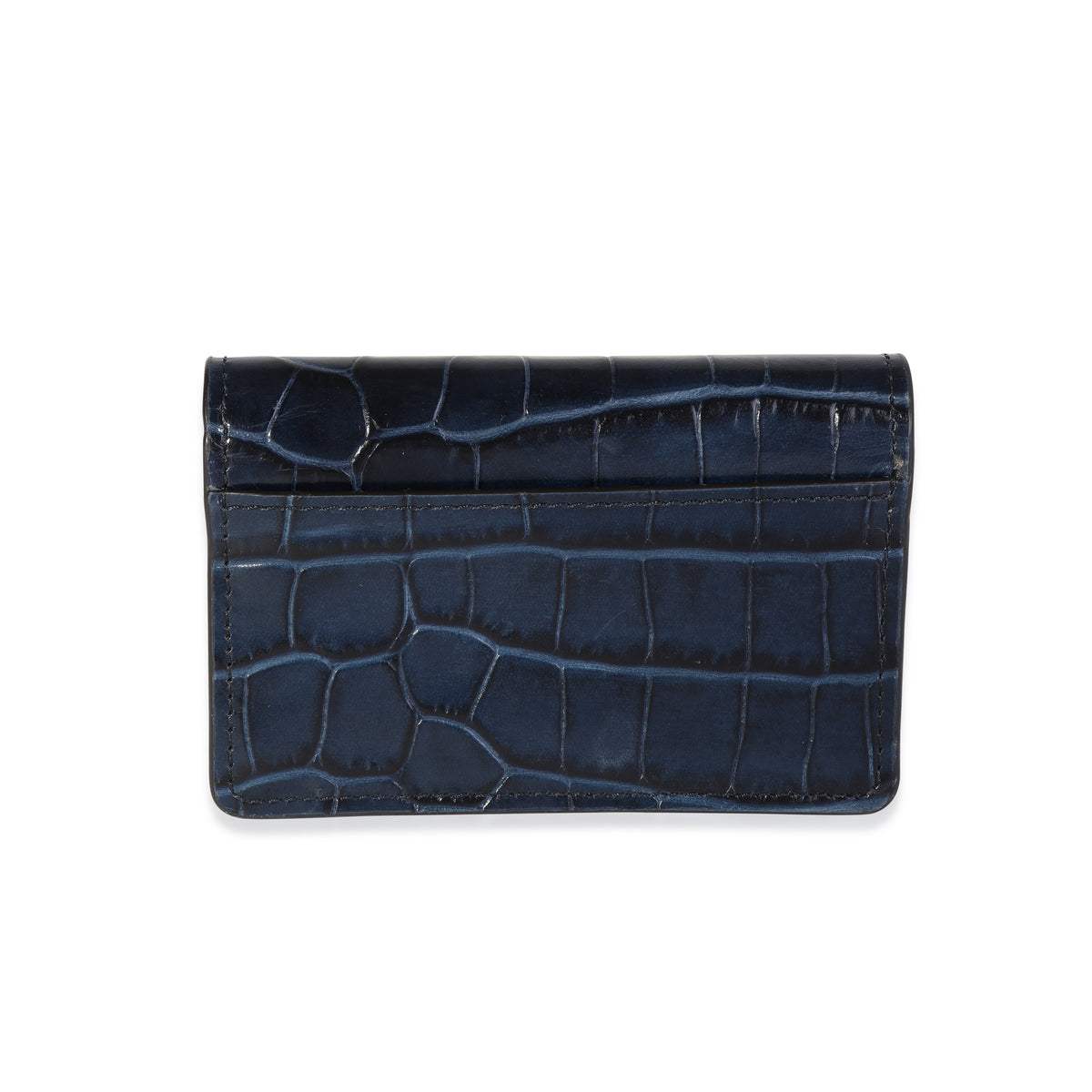 Chloe Blue Crocodile-Emobossed Leather Card Holder