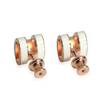 Hermes Rose Gold Plated Mini Pop H Earrings, Blanc