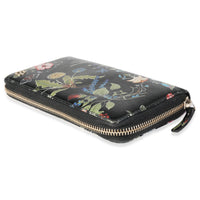 Gucci x Kris Knight Black Floral Leather Zip-Around Wallet