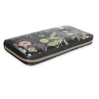 Gucci x Kris Knight Black Floral Leather Zip-Around Wallet