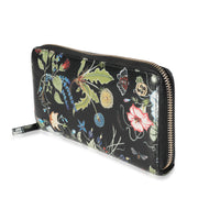 Gucci x Kris Knight Black Floral Leather Zip-Around Wallet