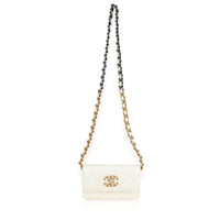 Chanel White Quilted Lambskin Chanel 19 Mini Flap Bag