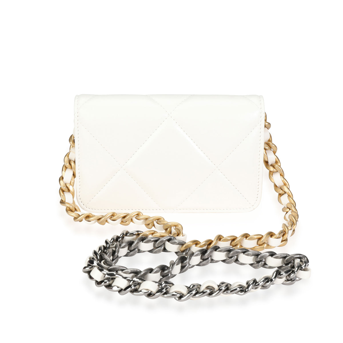 Chanel White Quilted Lambskin Chanel 19 Mini Flap Bag