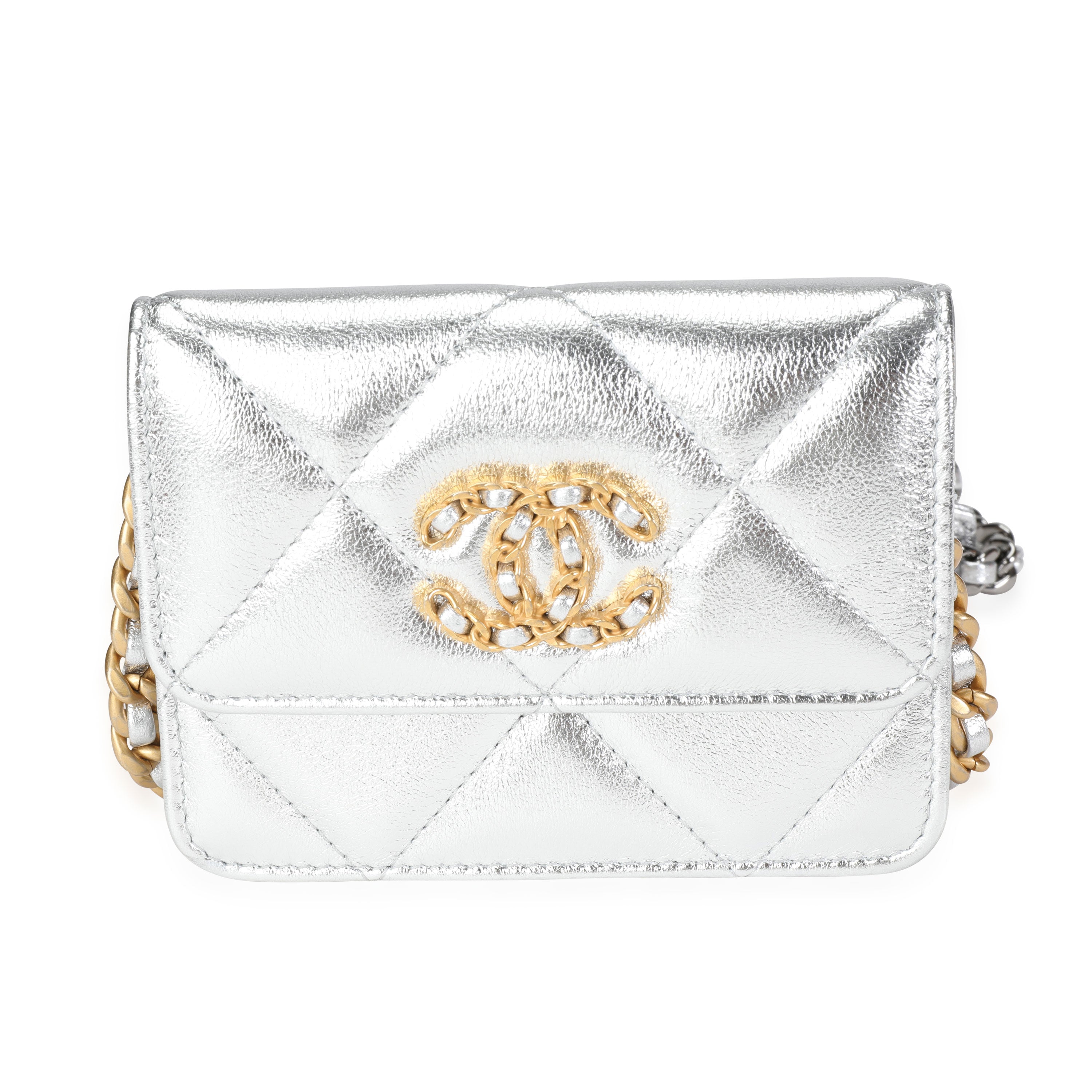 Chanel Silver Quilted Lambskin Chanel 19 Mini Flap Bag, myGemma, HK