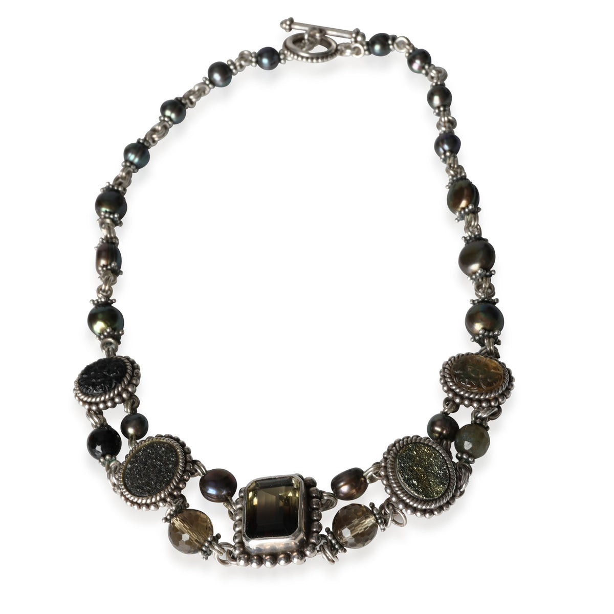 Stephen Dweck Pearl  Iridescent Pearl & Gemstone Necklace in  Sterling Silver