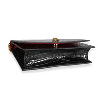 Alexander McQueen Black Crocodile-Embossed Leather Skull Shoulder Bag