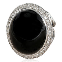 David Yurman Black Onyx & Diamond Cocktail Ring, Sterling Silver,  0.81 Ctw