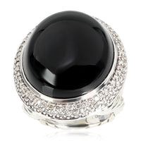 David Yurman Black Onyx & Diamond Cocktail Ring, Sterling Silver,  0.81 Ctw