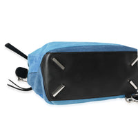 Loewe Tri-Tone Blue Suede & Black Leather Medium Puzzle Bag