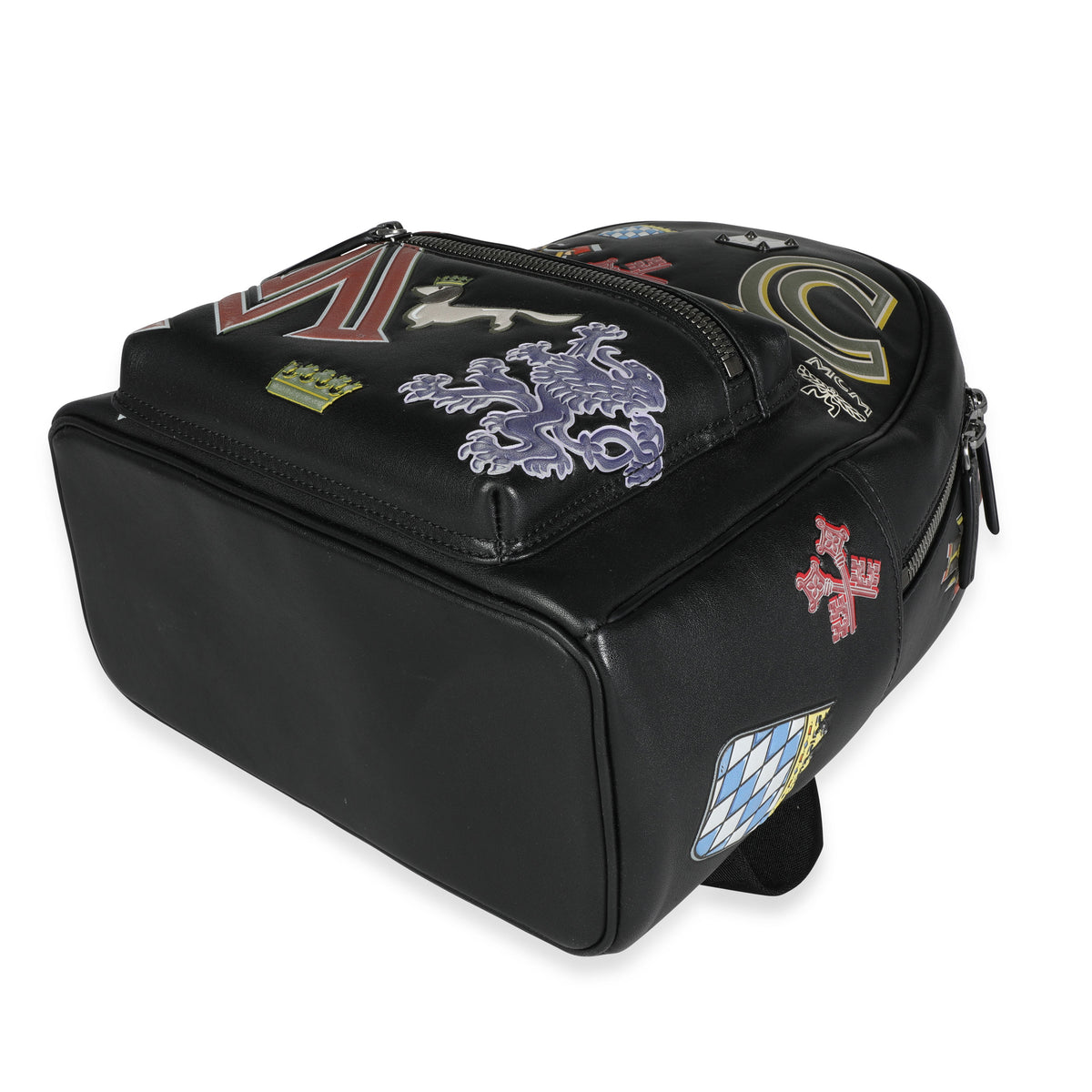 black leather patch backpack MCM Black Leather Victory Patch Stark Backpack | myGemma
