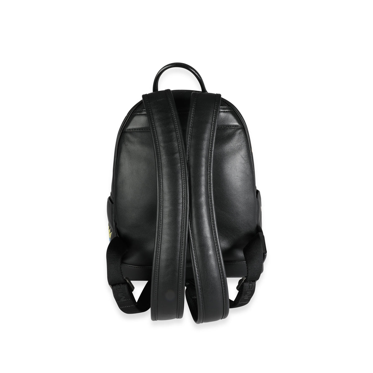 MCM Black Leather Victory Patch Stark Backpack