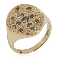 DeBeers Talisman Diamond Signet Style Ring in 18k Yellow Gold 0.52 CTW