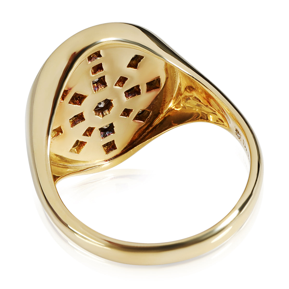 DeBeers Talisman Diamond Signet Style Ring in 18k Yellow Gold 0.52 CTW