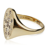 DeBeers Talisman Diamond Signet Style Ring in 18k Yellow Gold 0.52 CTW