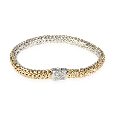 John Hardy Classic Chain Diamond Bracelet in 18K & 925 Yellow Gold/SS