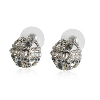 Chanel 2019 CC Earrings With With Faux Pearl & Blue Strass