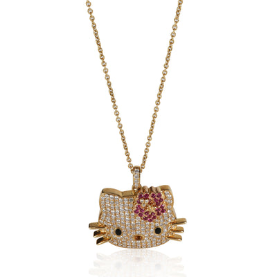 Kimora Lee Simmons Hello Kitty Pendant in 18k Yellow Gold 1.3 CTW