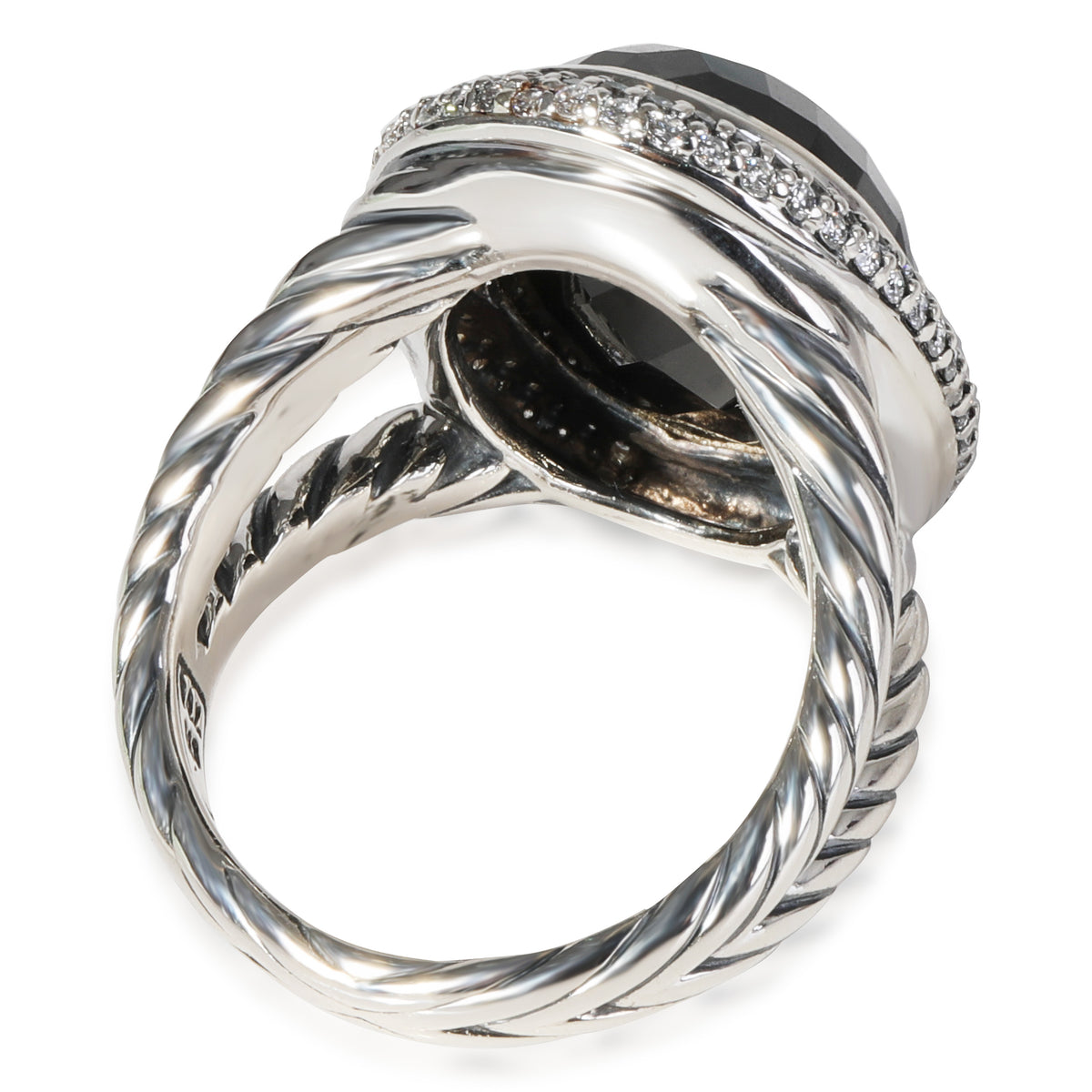 David Yurman Black Onyx & Diamond Cocktail Ring, Sterling Silver,  0.81 Ctw