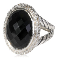 David Yurman Black Onyx & Diamond Cocktail Ring, Sterling Silver,  0.81 Ctw