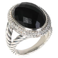 David Yurman Black Onyx & Diamond Cocktail Ring, Sterling Silver,  0.81 Ctw