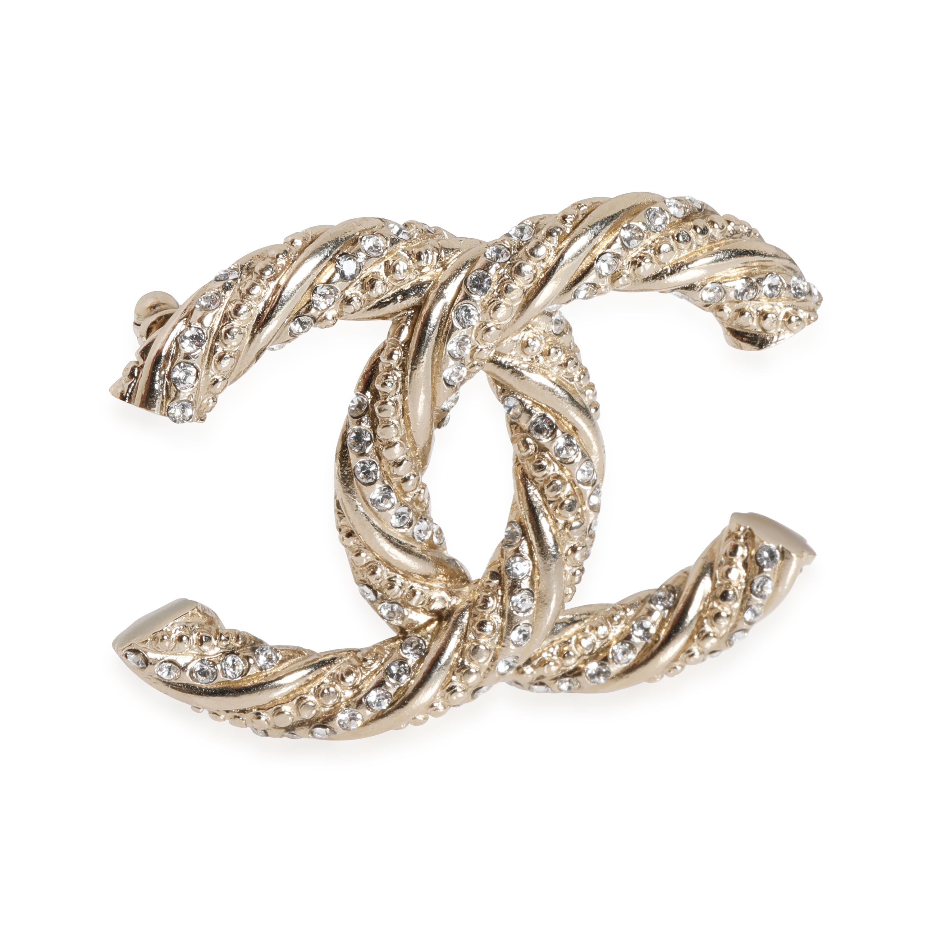 CC-CHANEL Inspired Twisted Goldtone Brooch