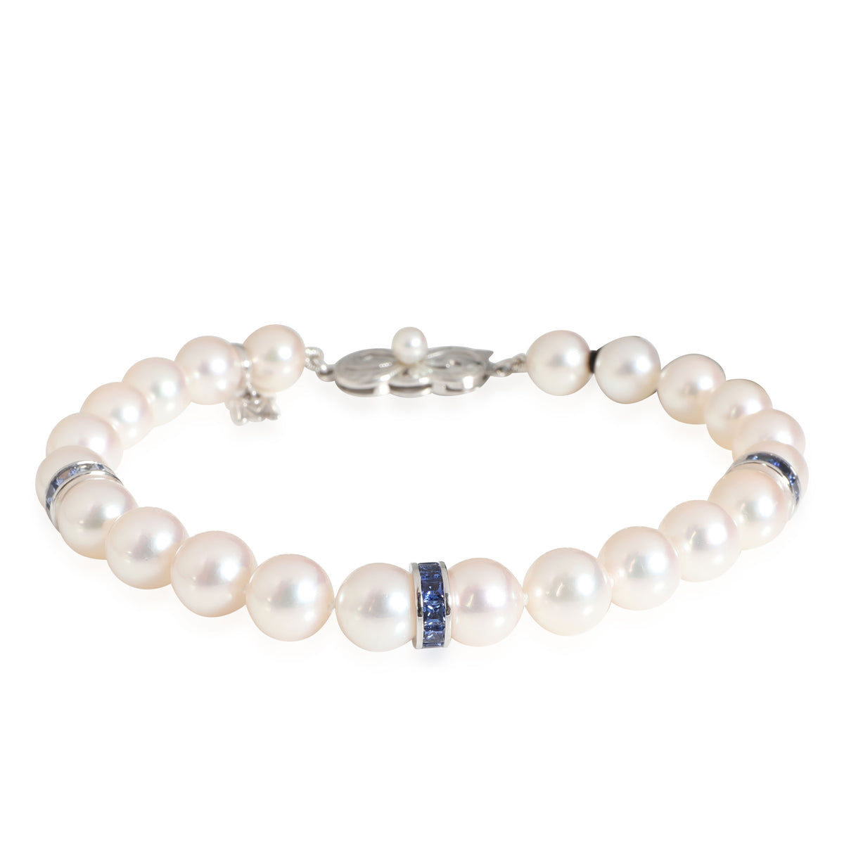 Mikimoto Sapphire Pearl Bracelet in 18K White Gold