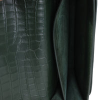 Saint Laurent Forest Green Crocodile Embossed Leather Medium Sunset Crossbody