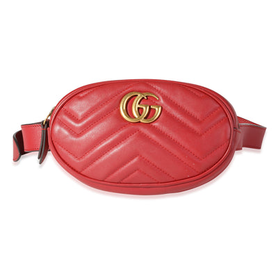 Gucci Red Matelassé Calfskin Marmont Belt Bag 95