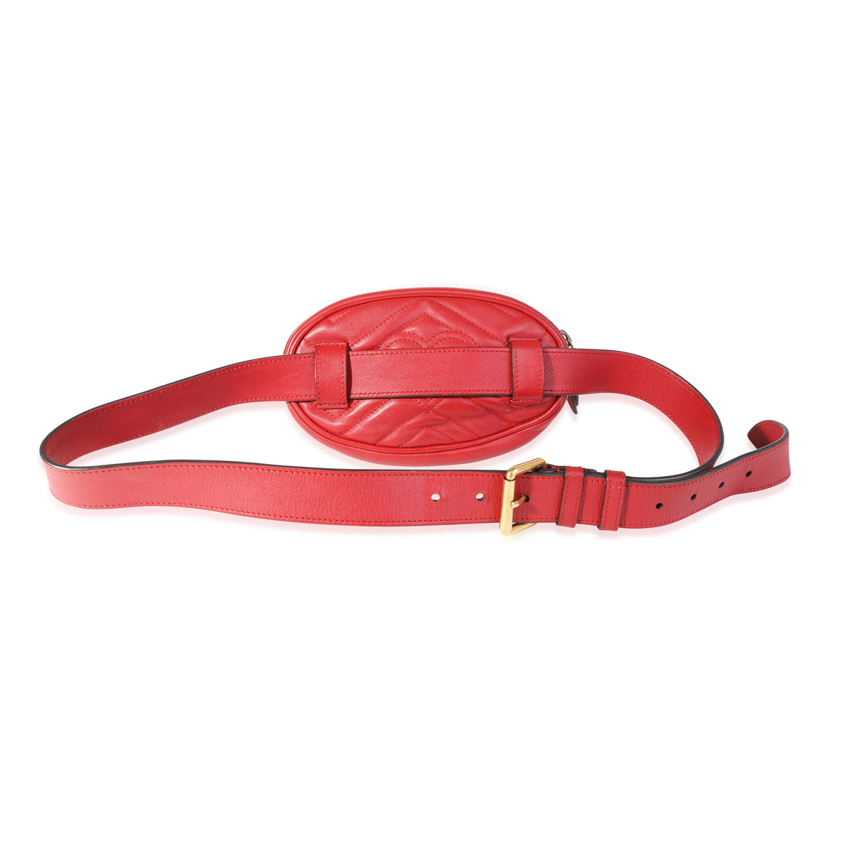 Gucci Red Matelassé Calfskin Marmont Belt Bag 95