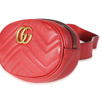 Gucci Red Matelassé Calfskin Marmont Belt Bag 95