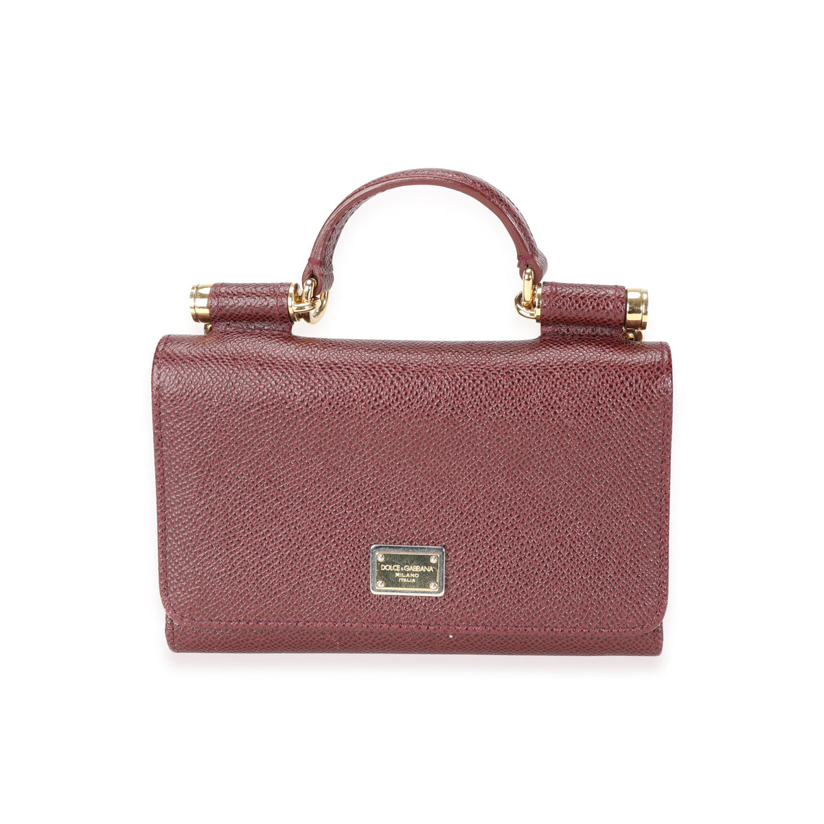 Dolce and Gabbana Burgundy Leather Small Miss Sicily Top Handle Bag at  1stDibs