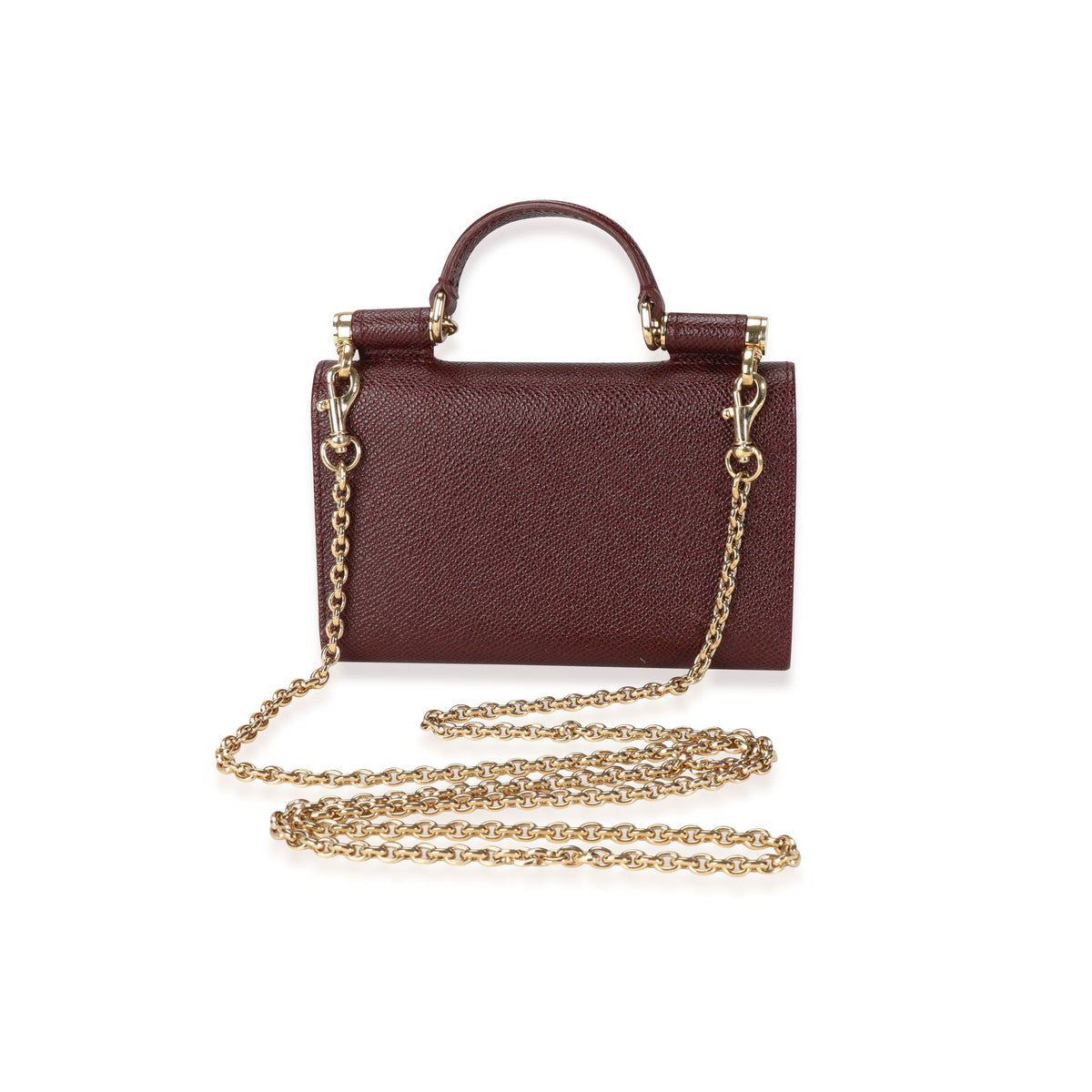 Dolce & Gabbana Maroon Leather Miss Sicily Wallet On Chain