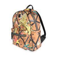 MCM Cognac Visetos & Rombi Lion Motif Small Stark Backpack